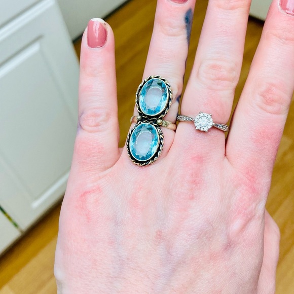 New ⭐️.925 Sterling Silver Aqua Stone Ring - Picture 1 of 6